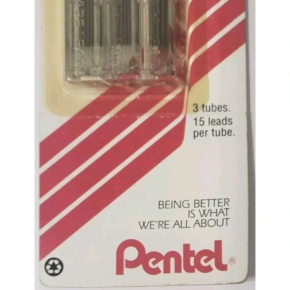 Pentel 3PK Super Hi-Polymer .9mm Mechanical Pencil Lead Refills 45 Pcs Old Stock